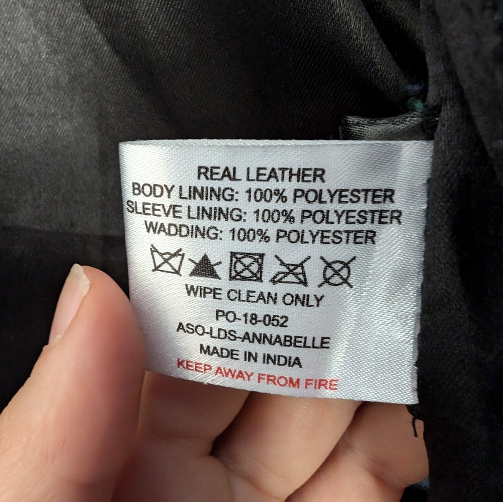 Barney's Blue Leather Biker Jacket - UK 10 (Fits like US 2) - Picture 5 of 5